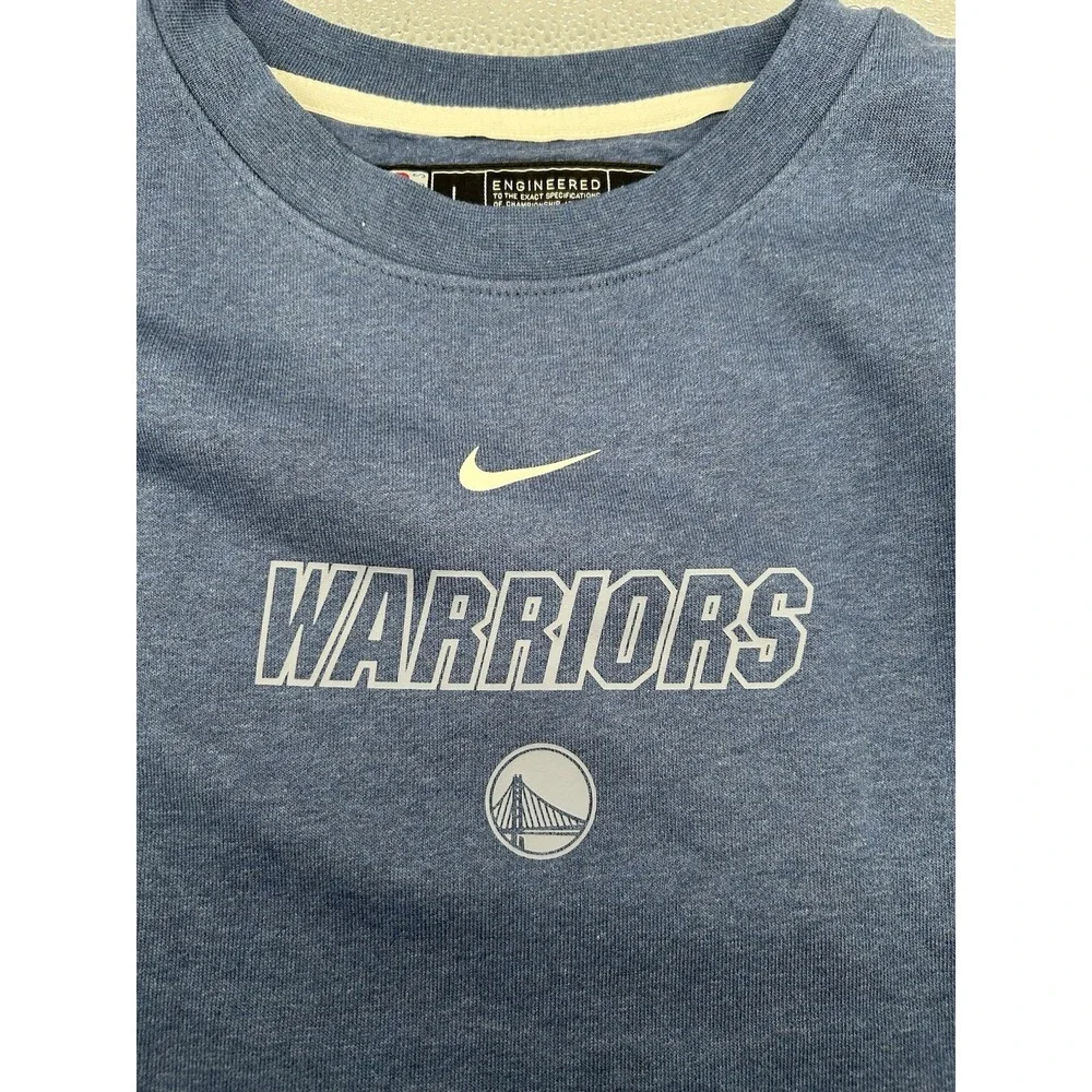 Golden State Warriors Nike Dri Fit Crewneck‎ Sweatshirt Center Swoosh Blue Large